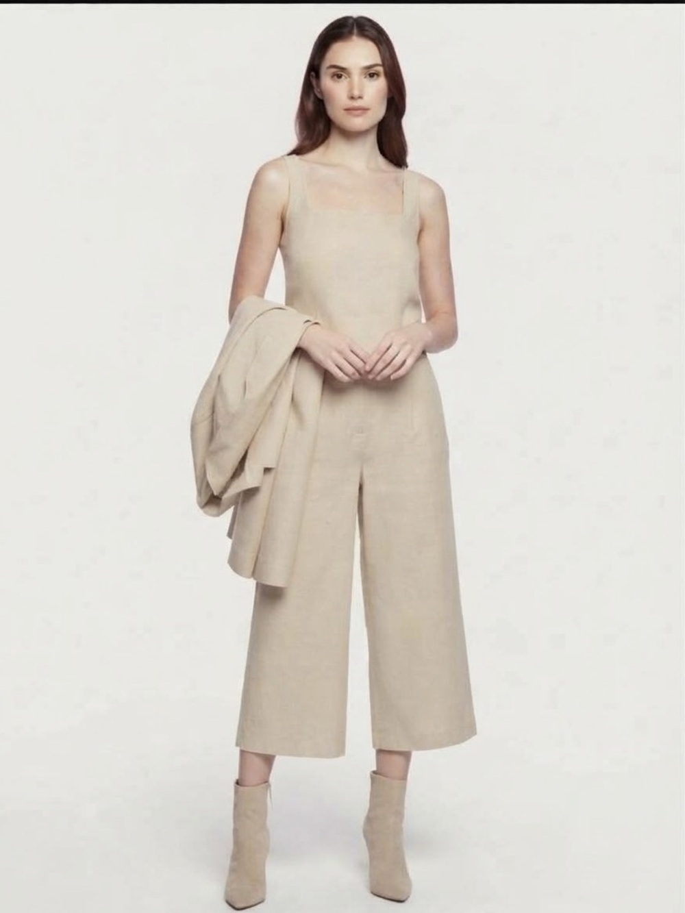 Express Linen Blend Square Neck  Top
